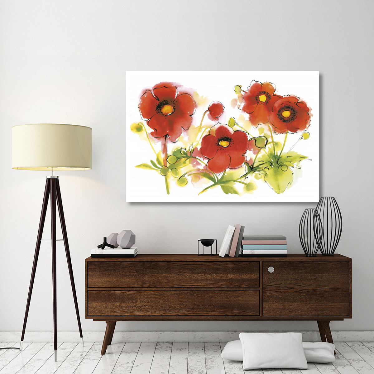 Flores Rojas VI -Paper Art-62&quotx42"