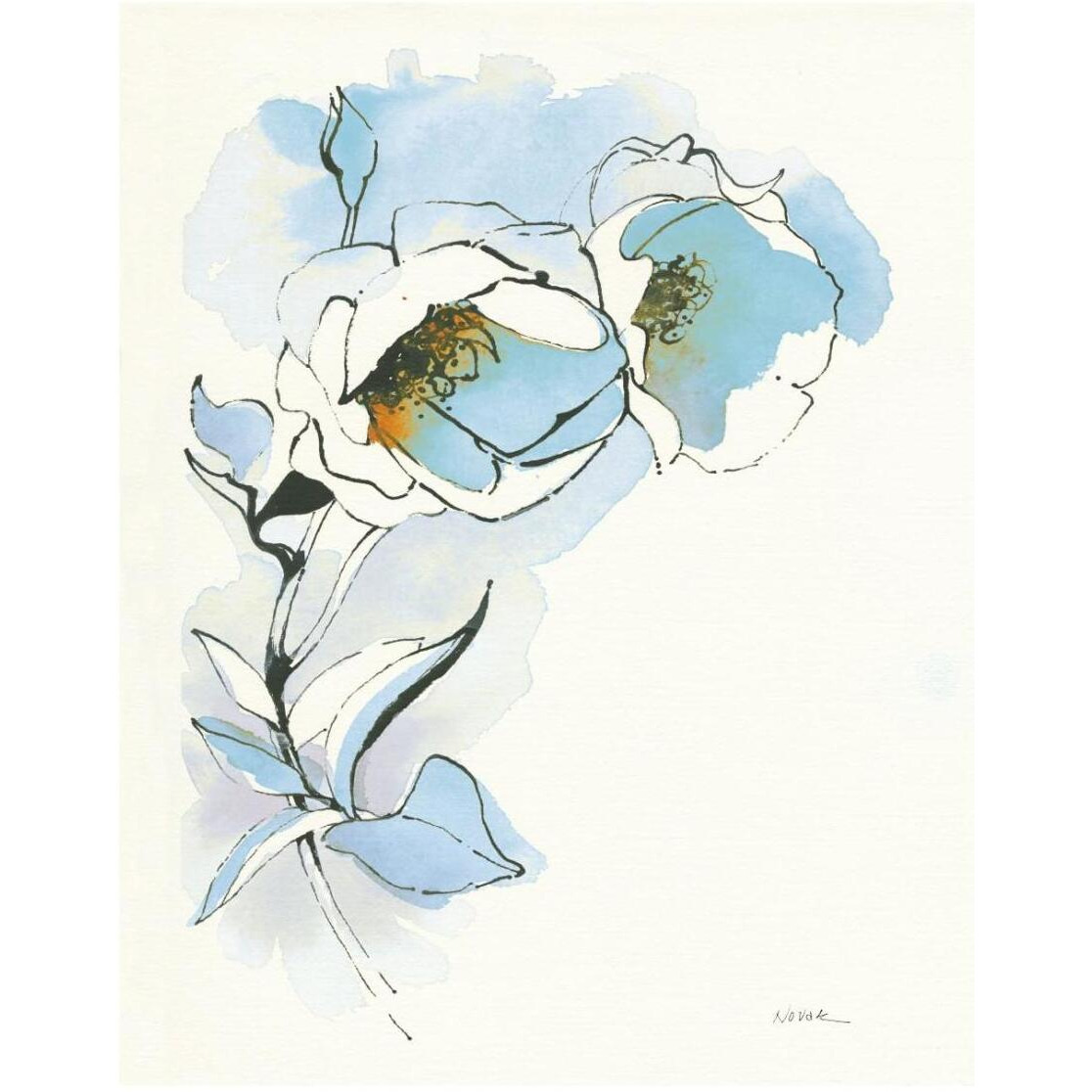 Carols Roses II Blue -Paper Art-22&quotx26"