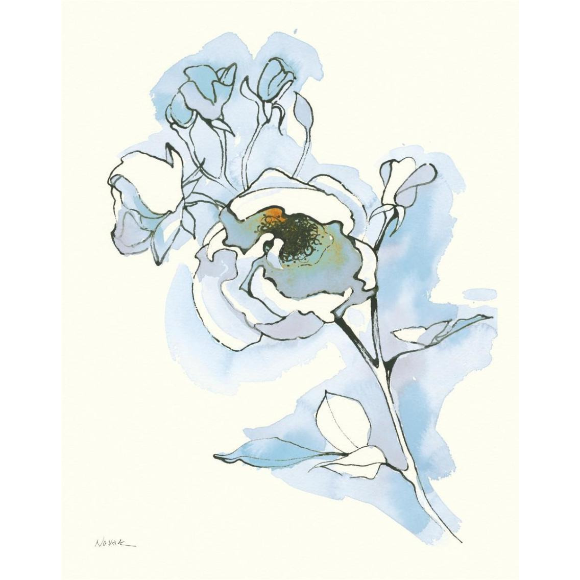 Carols Roses IV Blue -Paper Art-30&quotx37"
