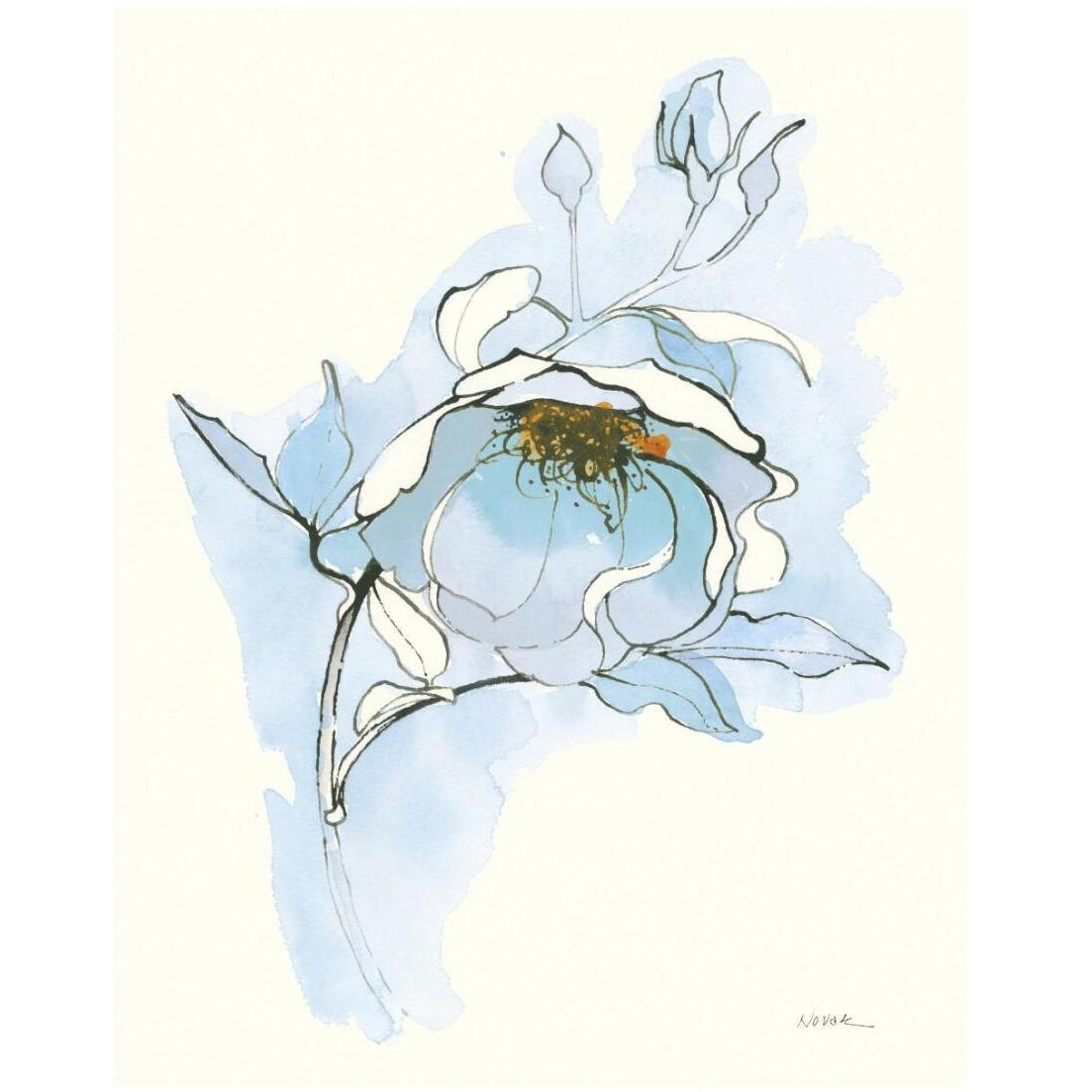 Carols Roses V Blue -Paper Art-18&quotx22"