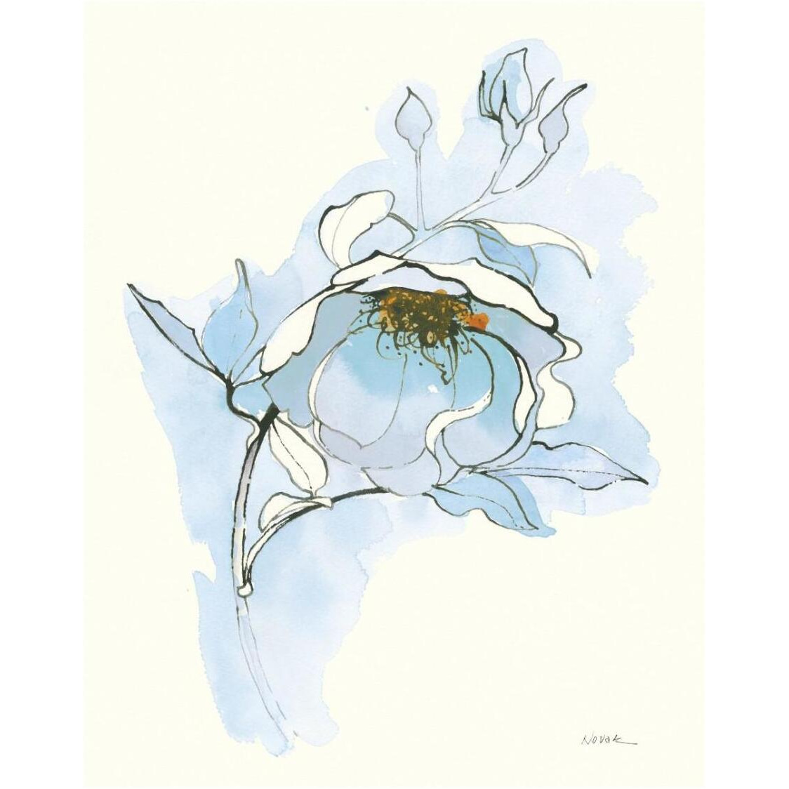Carols Roses V Blue -Paper Art-24&quotx30"