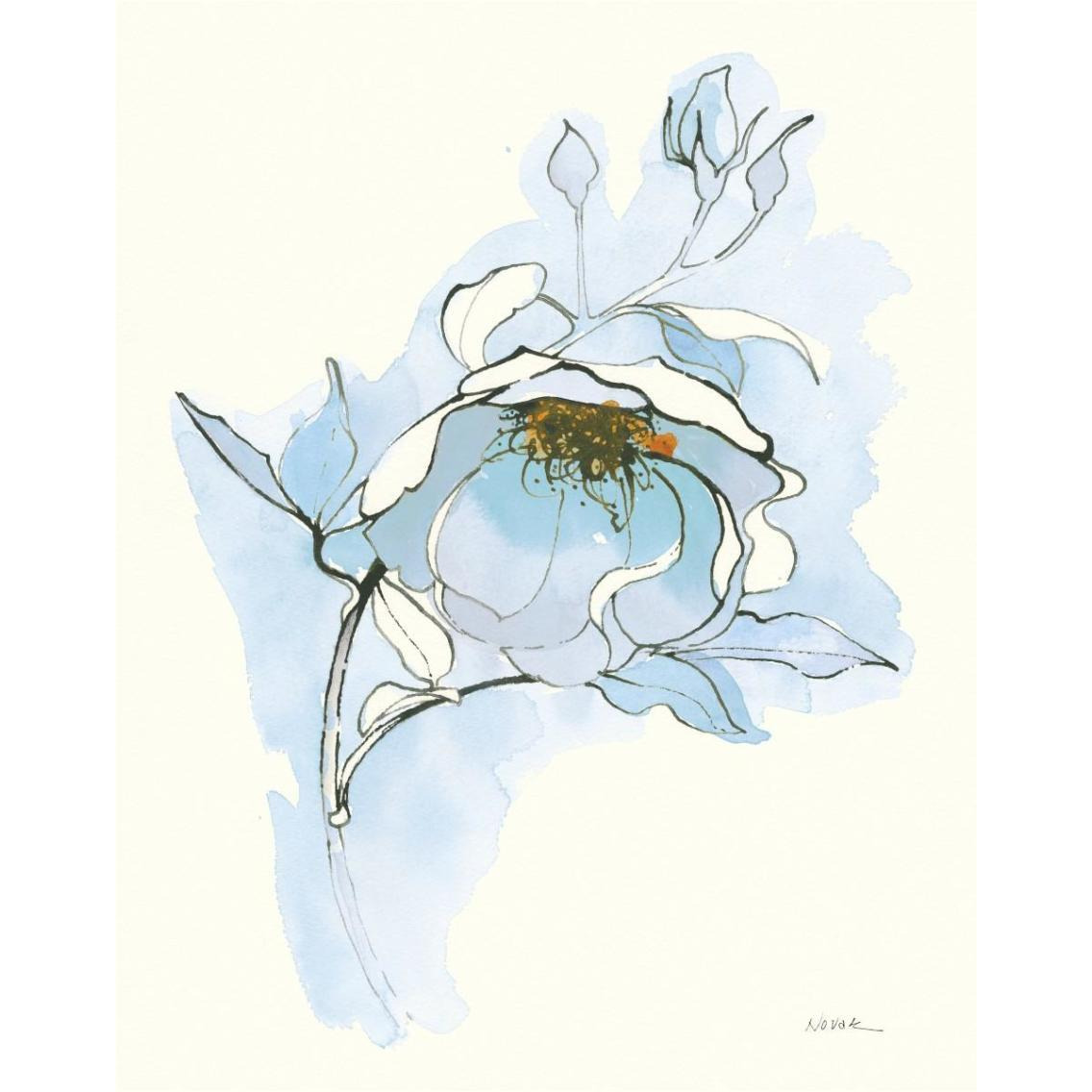 Carols Roses V Blue -Paper Art-30&quotx37"
