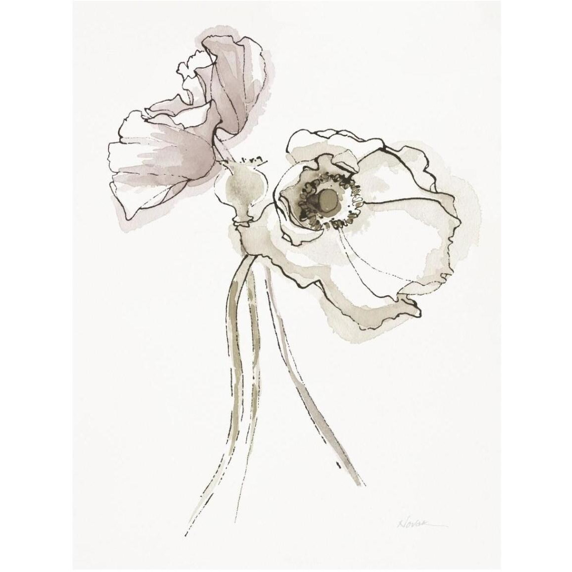 Three Somniferums Poppies Neutral II -Paper Art-32&quotx42"