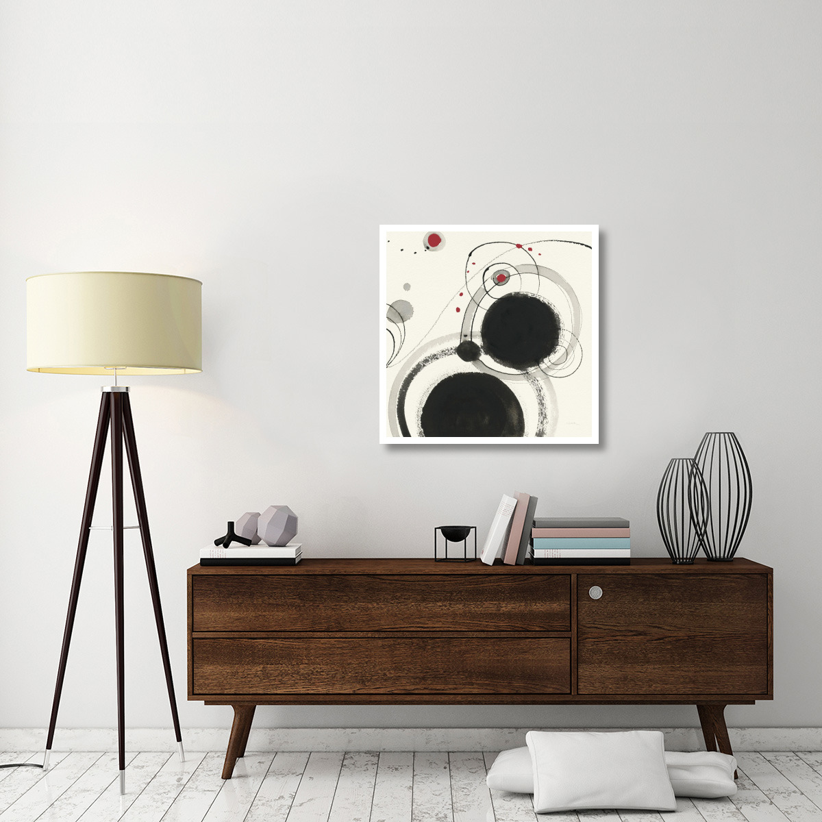 Planetary III with Red -Paper Art-32&quotx32"