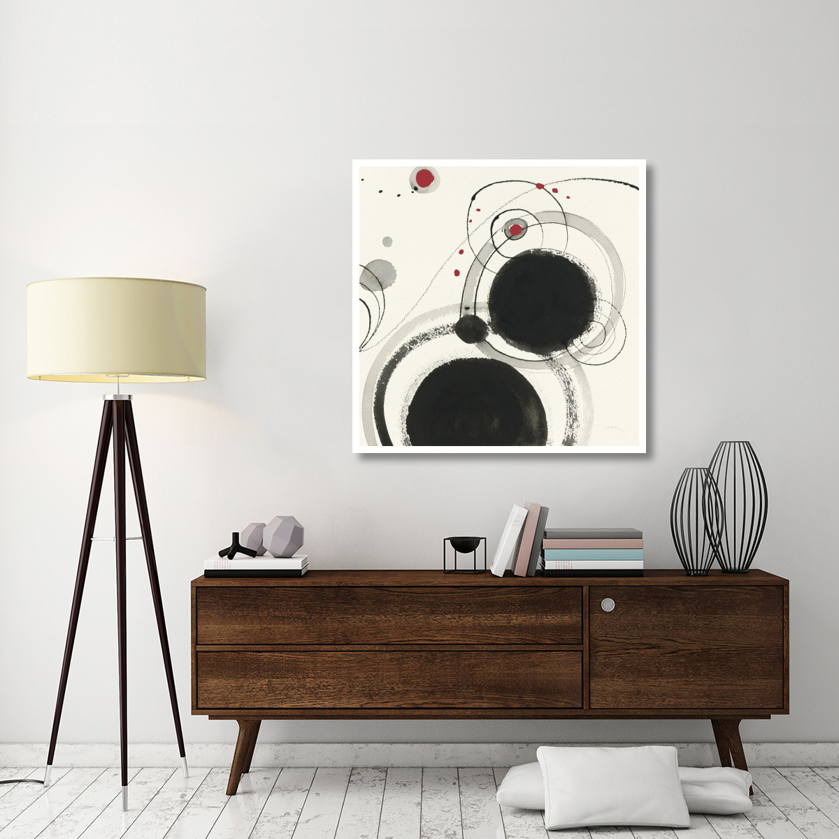 Planetary III with Red -Paper Art-42&quotx42"