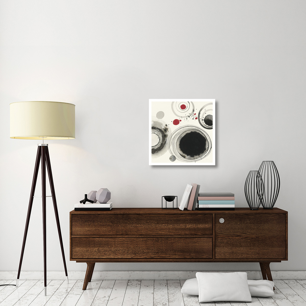 Planetary IV with Red -Paper Art-26&quotx26"