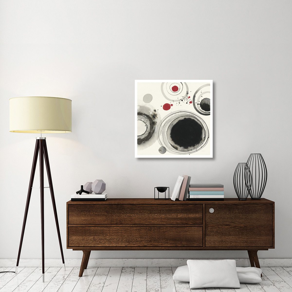 Planetary IV with Red -Paper Art-32&quotx32"