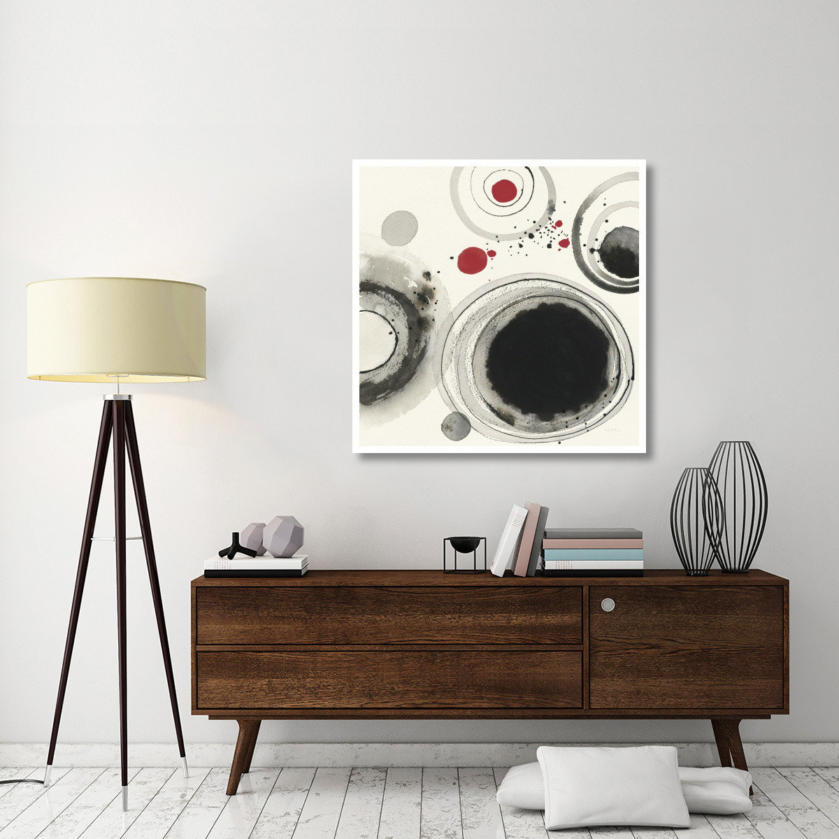 Planetary IV with Red -Paper Art-42&quotx42"