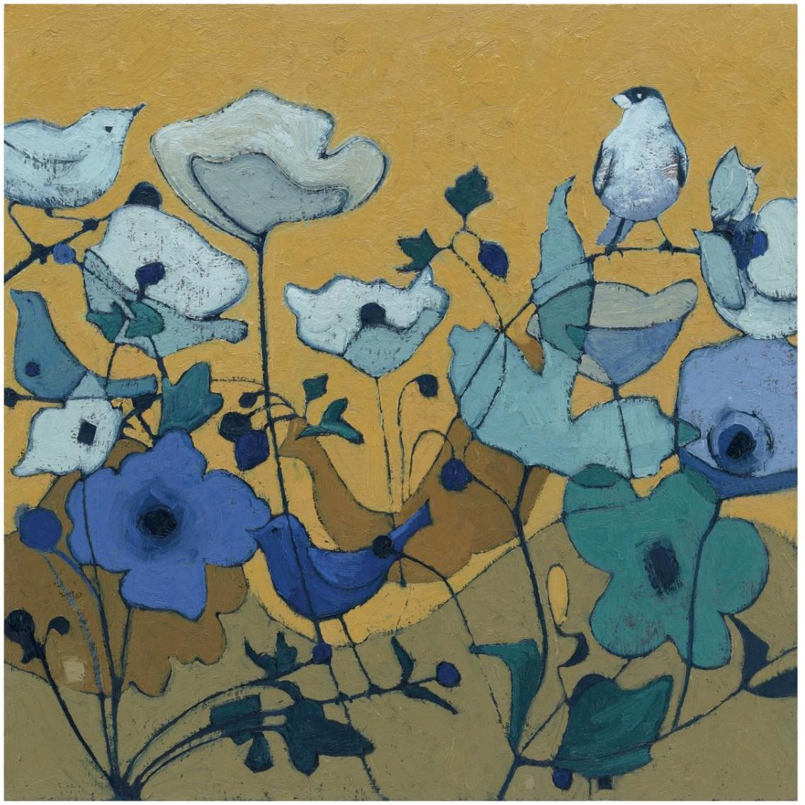 Birdy Birdy Royal Blue -Paper Art-32&quotx32"