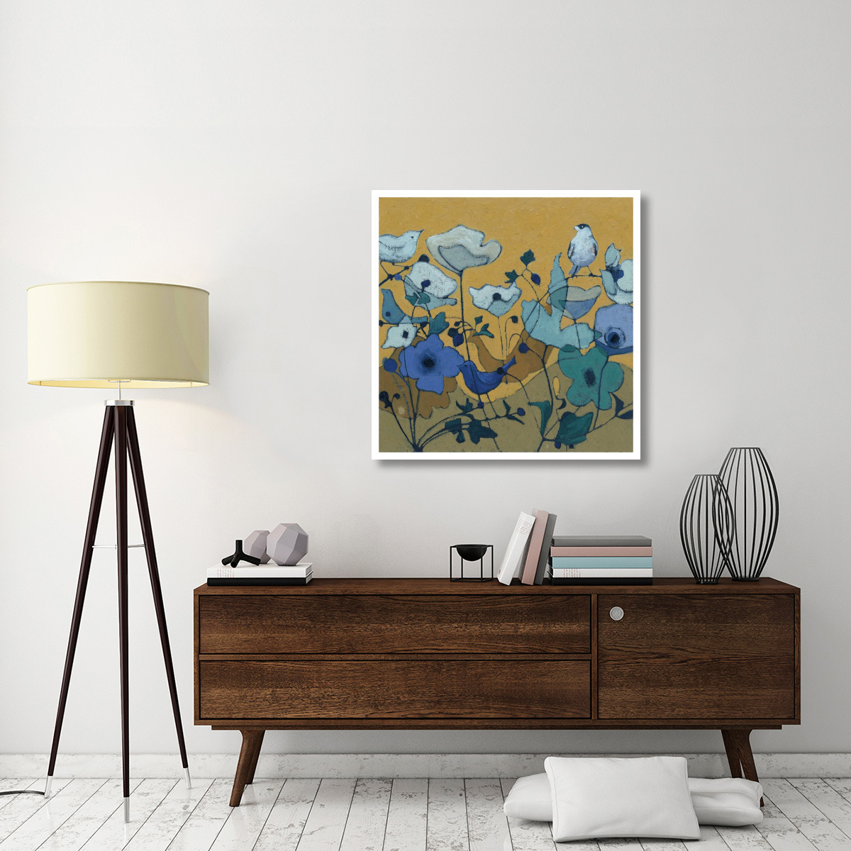 Birdy Birdy Royal Blue -Paper Art-38&quotx38"