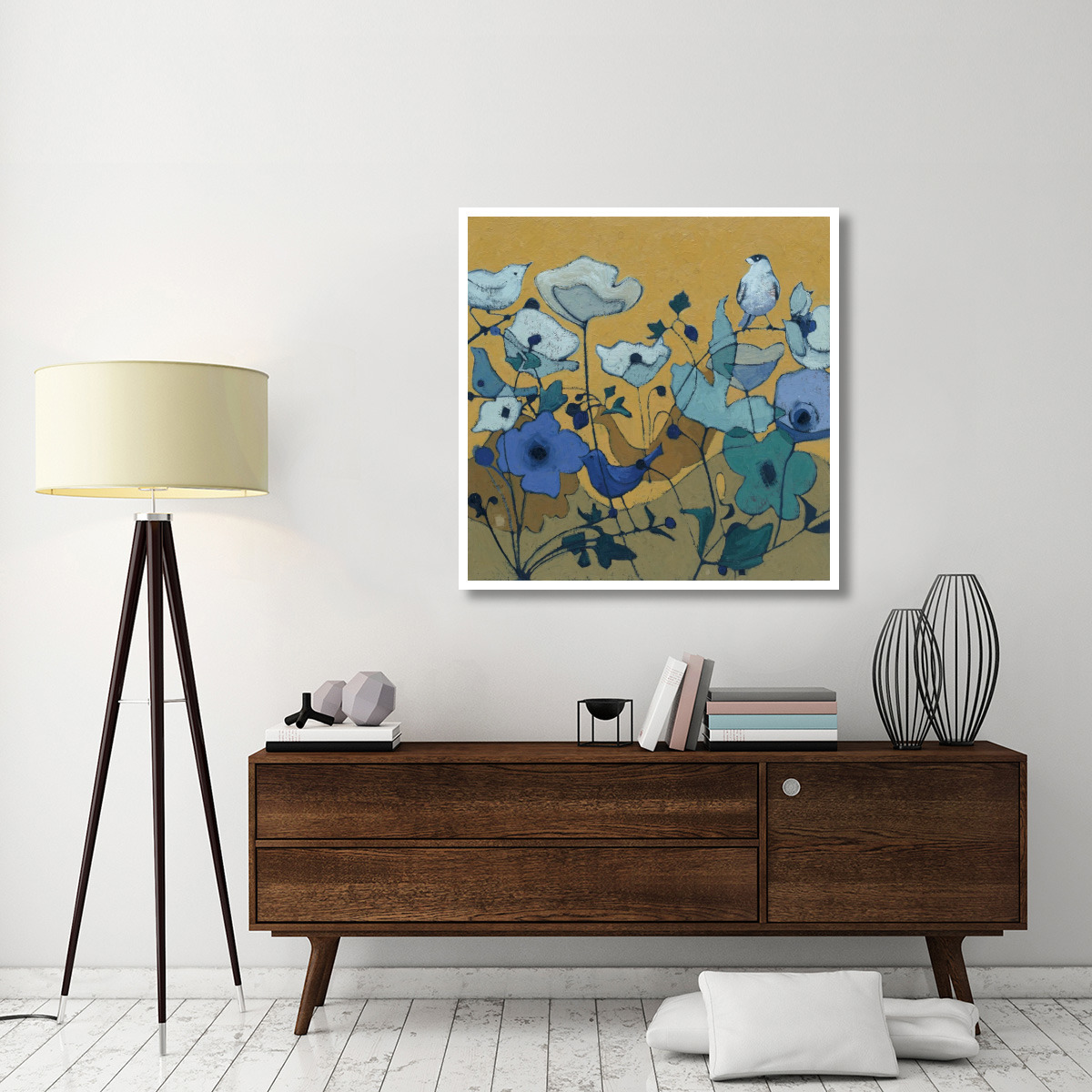 Birdy Birdy Royal Blue -Paper Art-42&quotx42"