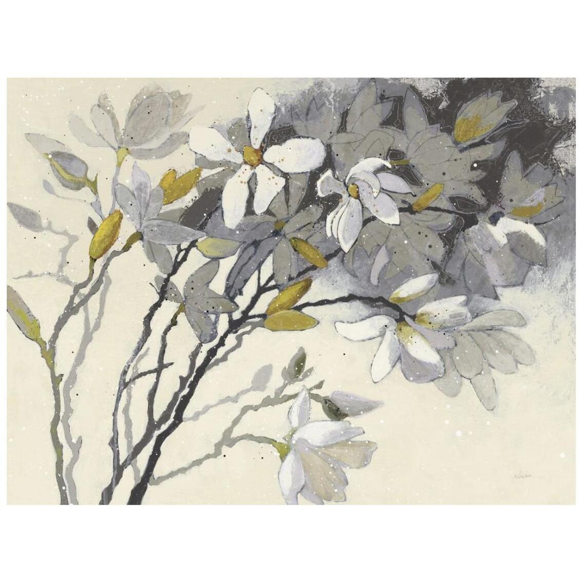 Magnolias Yellow Gray -Paper Art-26&quotx20"