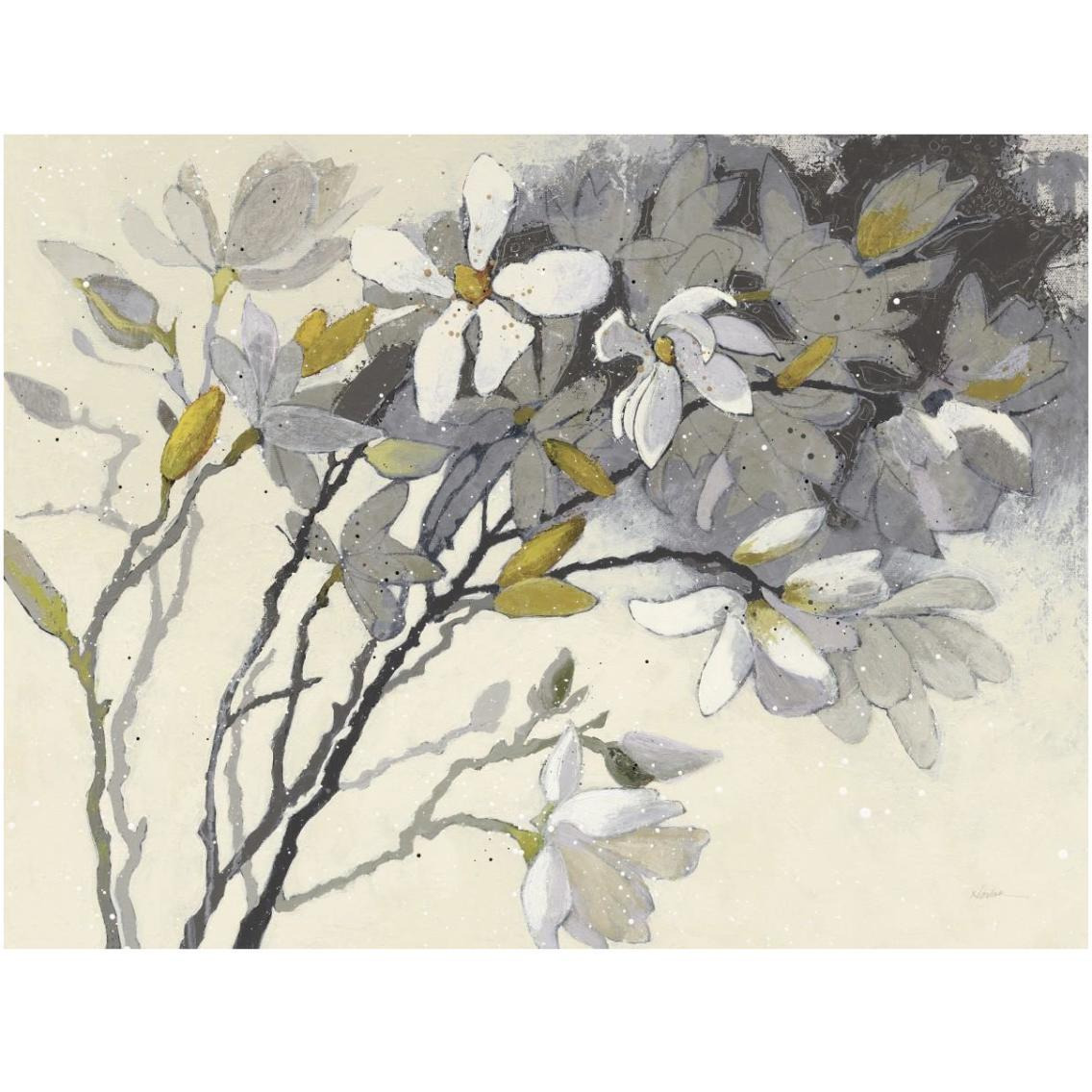 Magnolias Yellow Gray -Paper Art-34&quotx26"