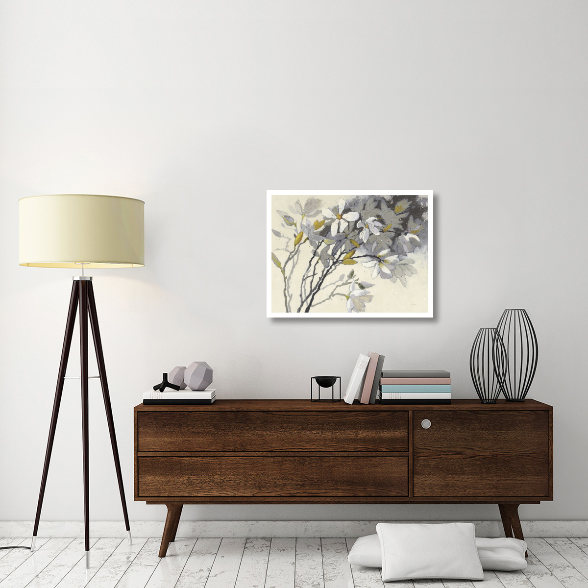 Magnolias Yellow Gray -Paper Art-34&quotx26"