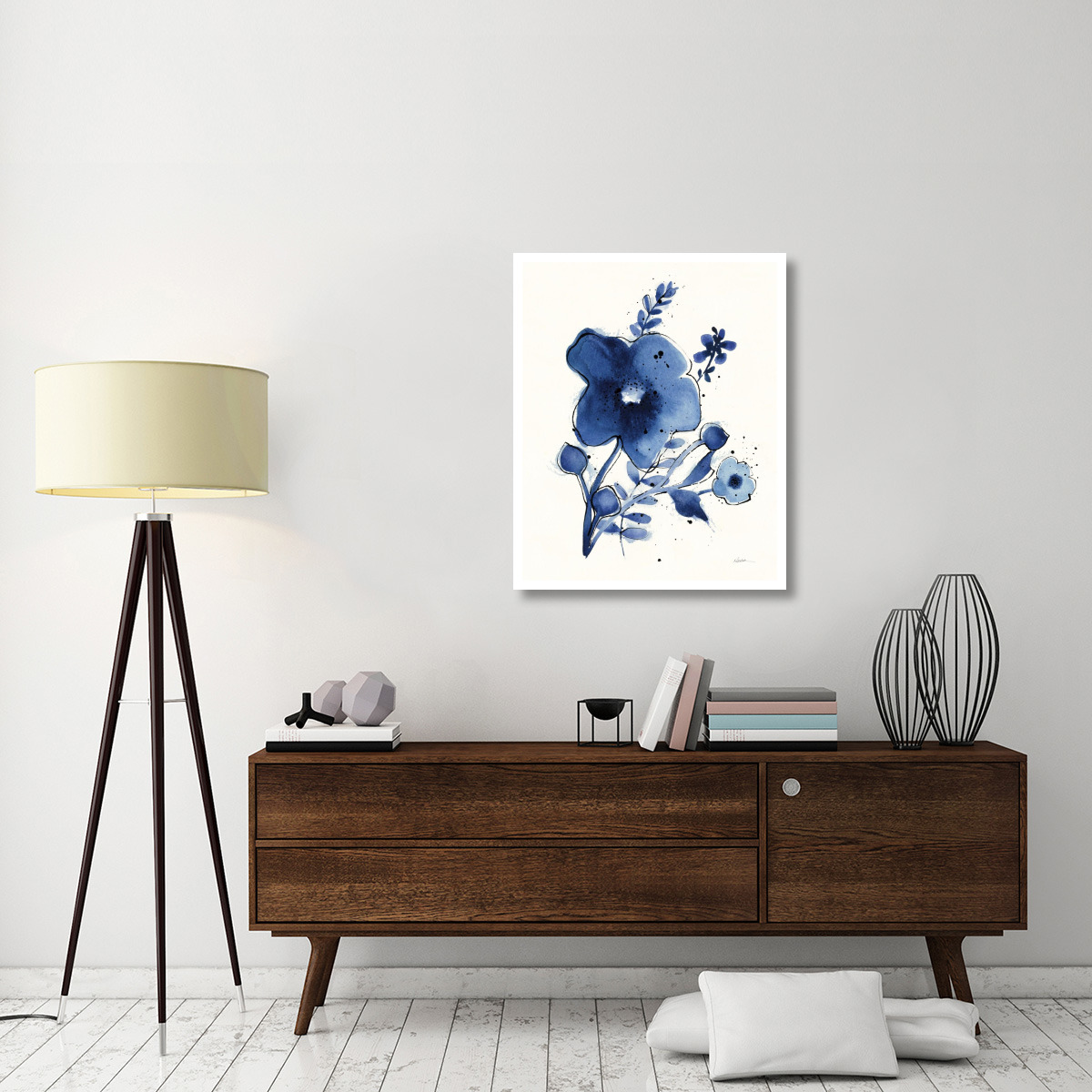 Independent Blooms Blue I -Paper Art-30&quotx37"