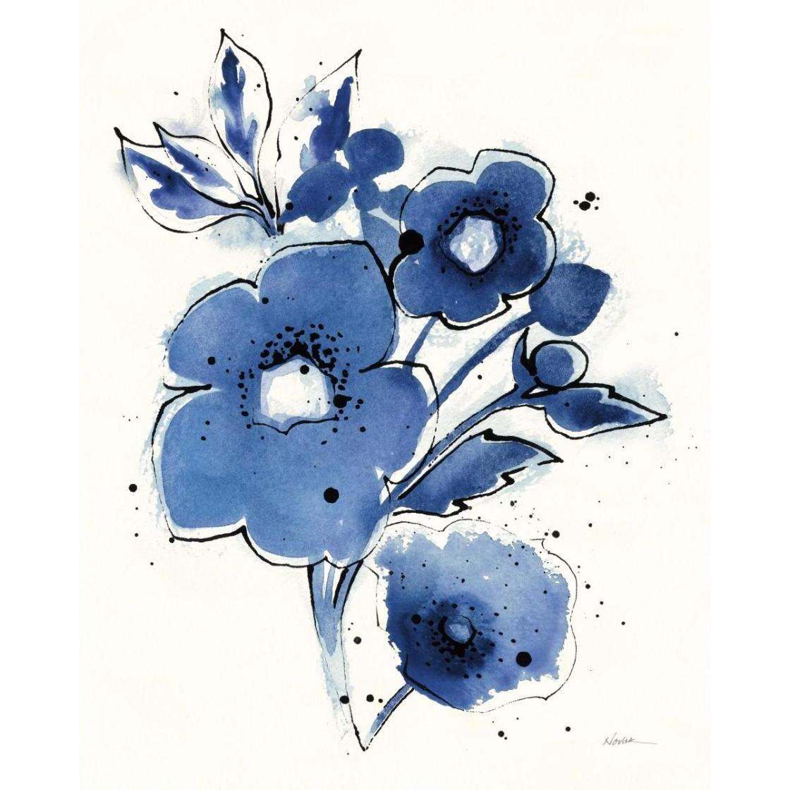 Independent Blooms Blue III -Paper Art-24&quotx30"