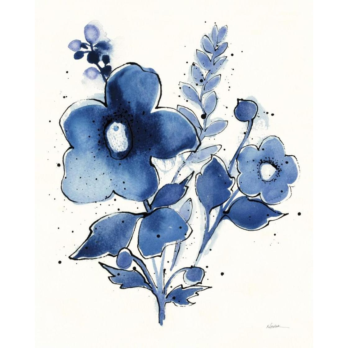 Independent Blooms Blue IV -Paper Art-24&quotx30"