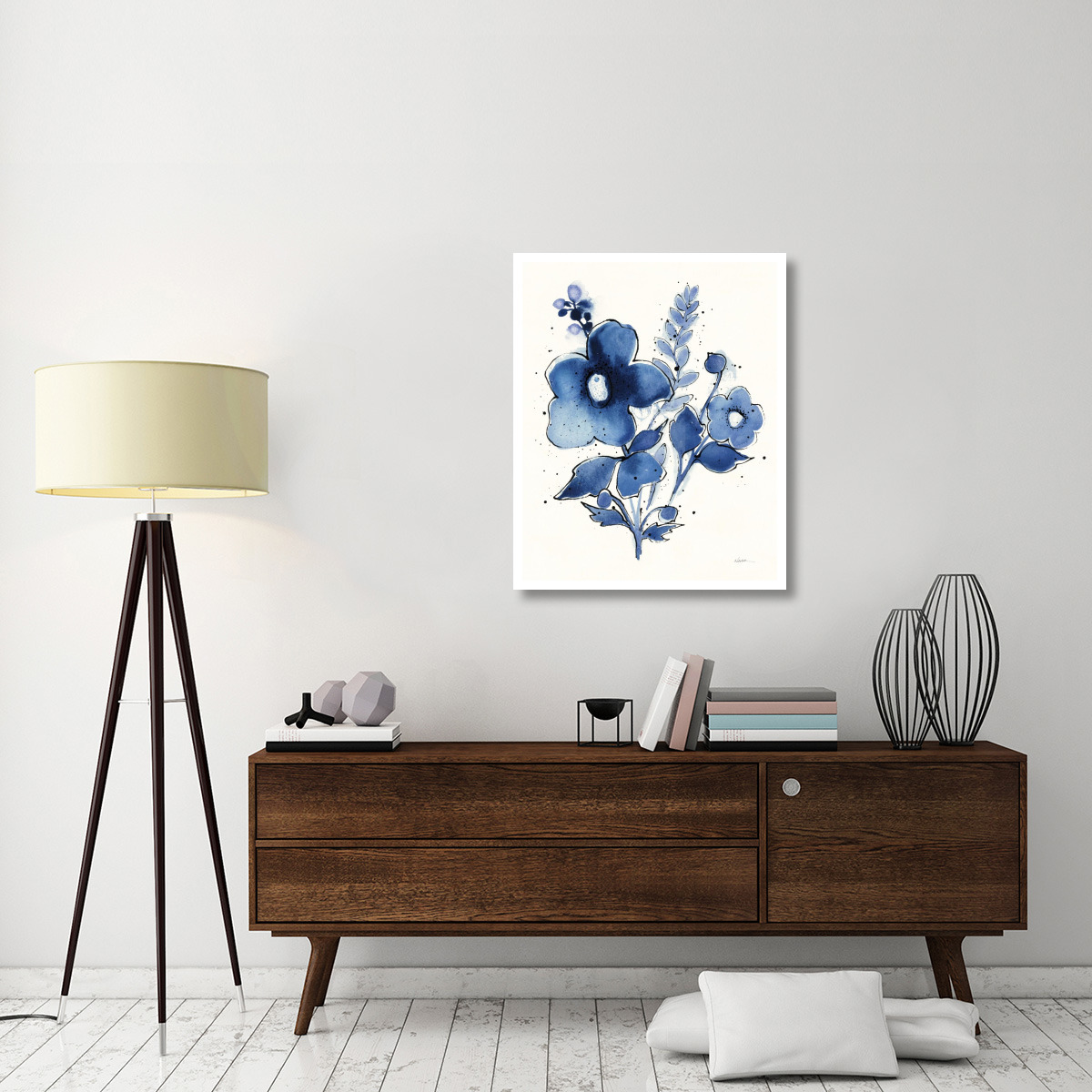 Independent Blooms Blue IV -Paper Art-30&quotx37"