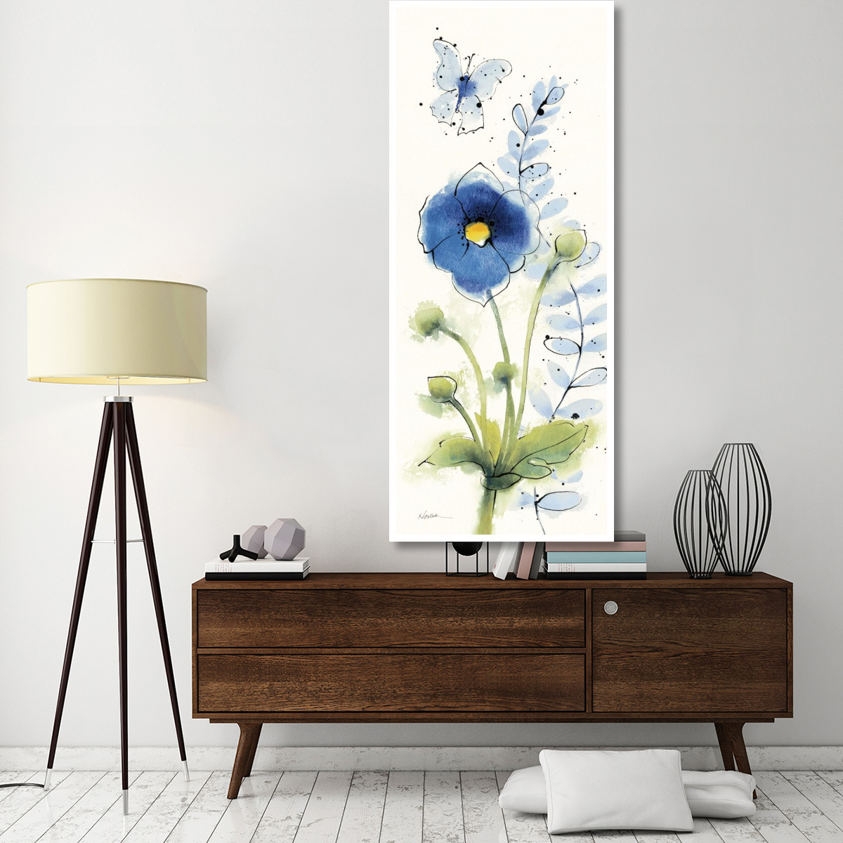 Independent Blooms Blue V -Paper Art-32&quotx77"