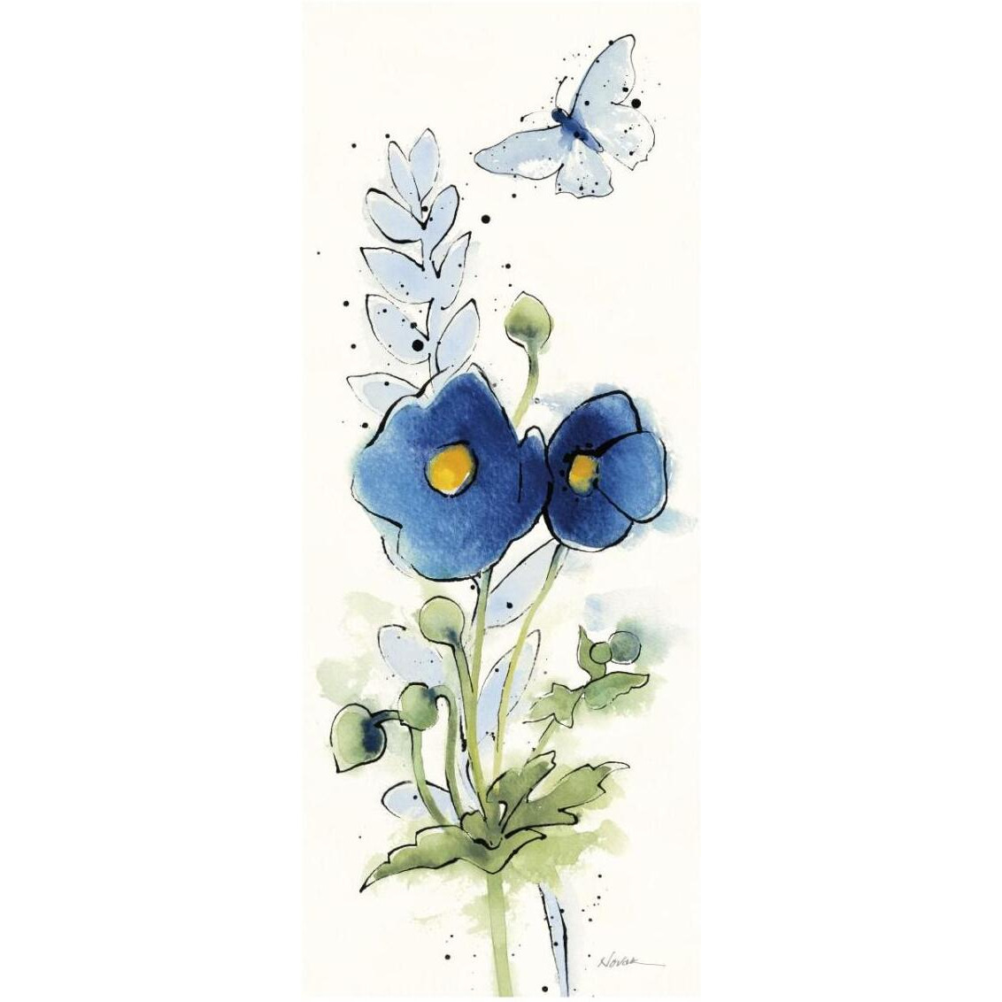 Independent Blooms Blue VI -Paper Art-14&quotx32"