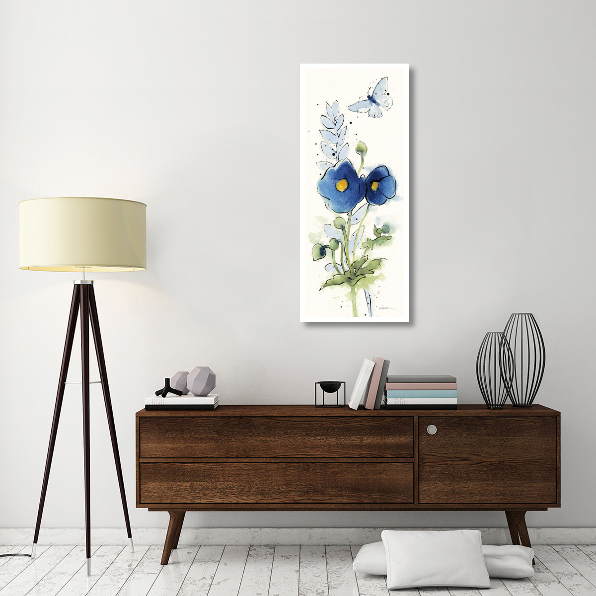 Independent Blooms Blue VI -Paper Art-22&quotx52"