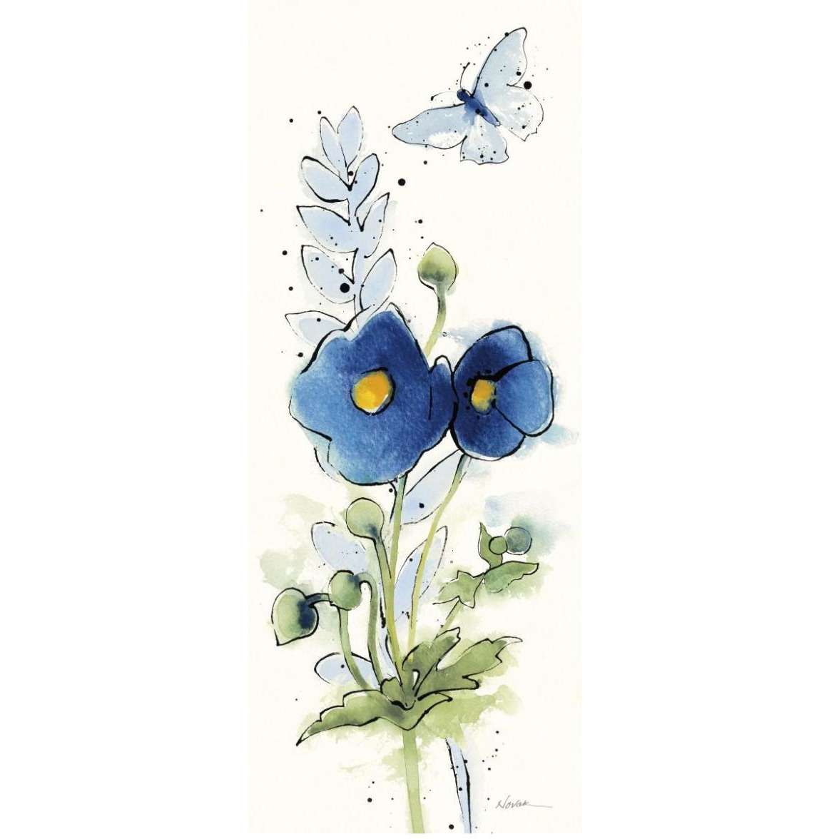 Independent Blooms Blue VI -Paper Art-32&quotx77"