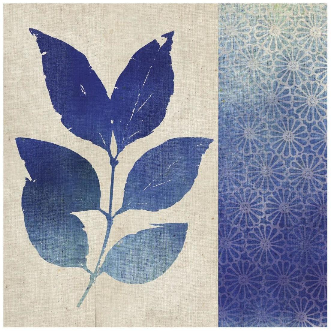 Indigo Leaves I -Paper Art-20&quotx20"