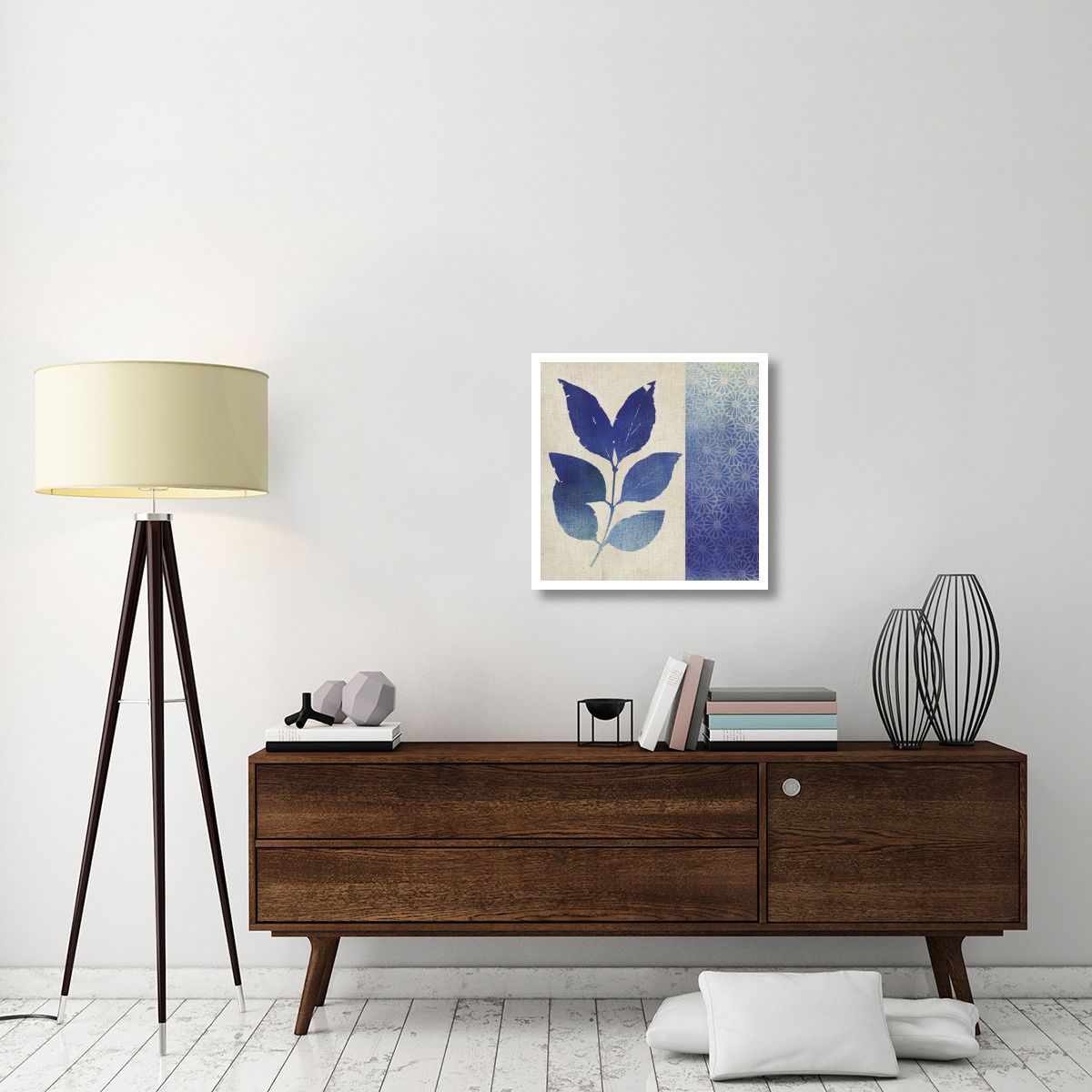 Indigo Leaves I -Paper Art-26&quotx26"