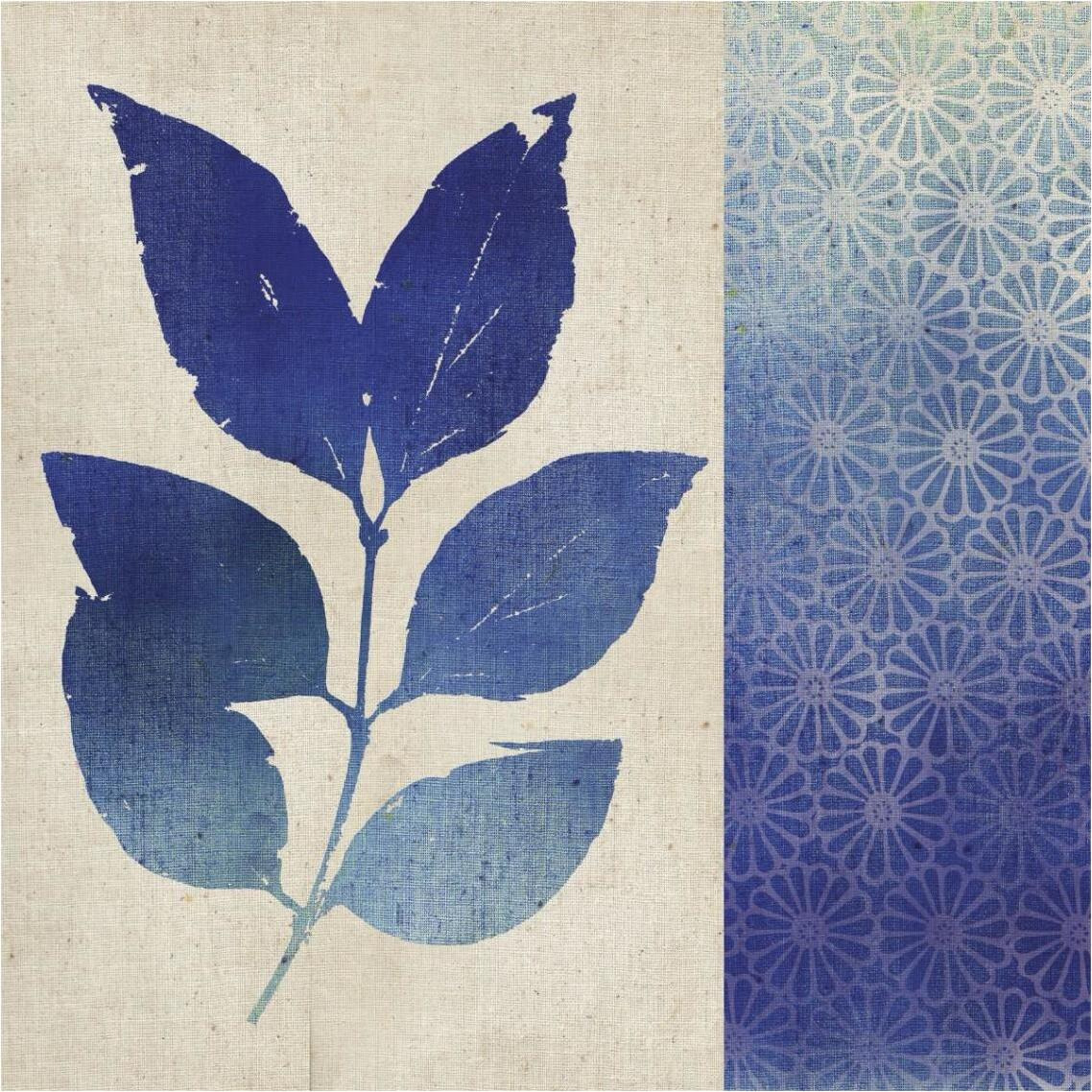 Indigo Leaves I -Paper Art-38&quotx38"