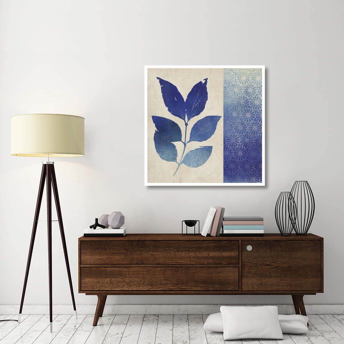 Indigo Leaves I -Paper Art-42&quotx42"