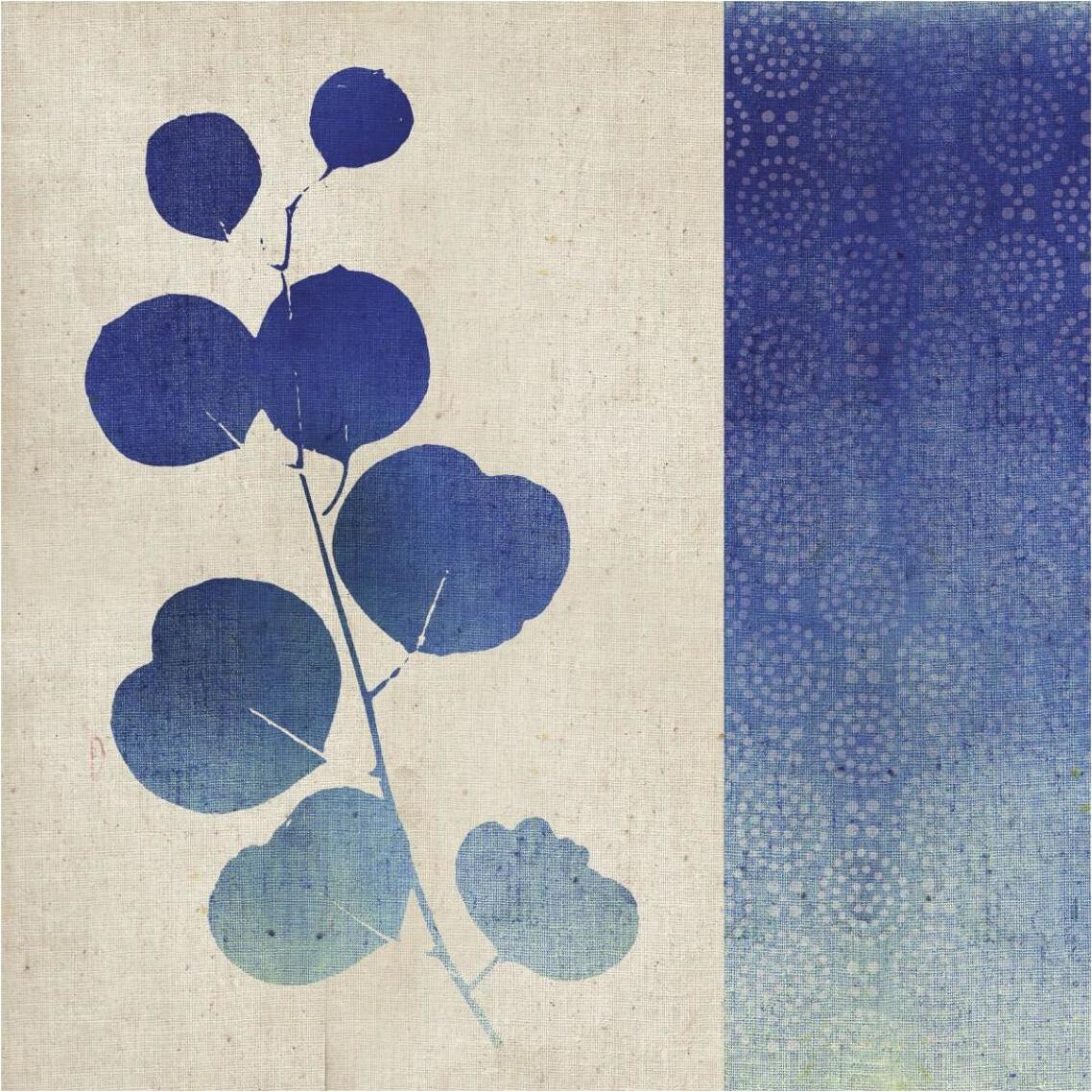 Indigo Leaves II -Paper Art-38&quotx38"