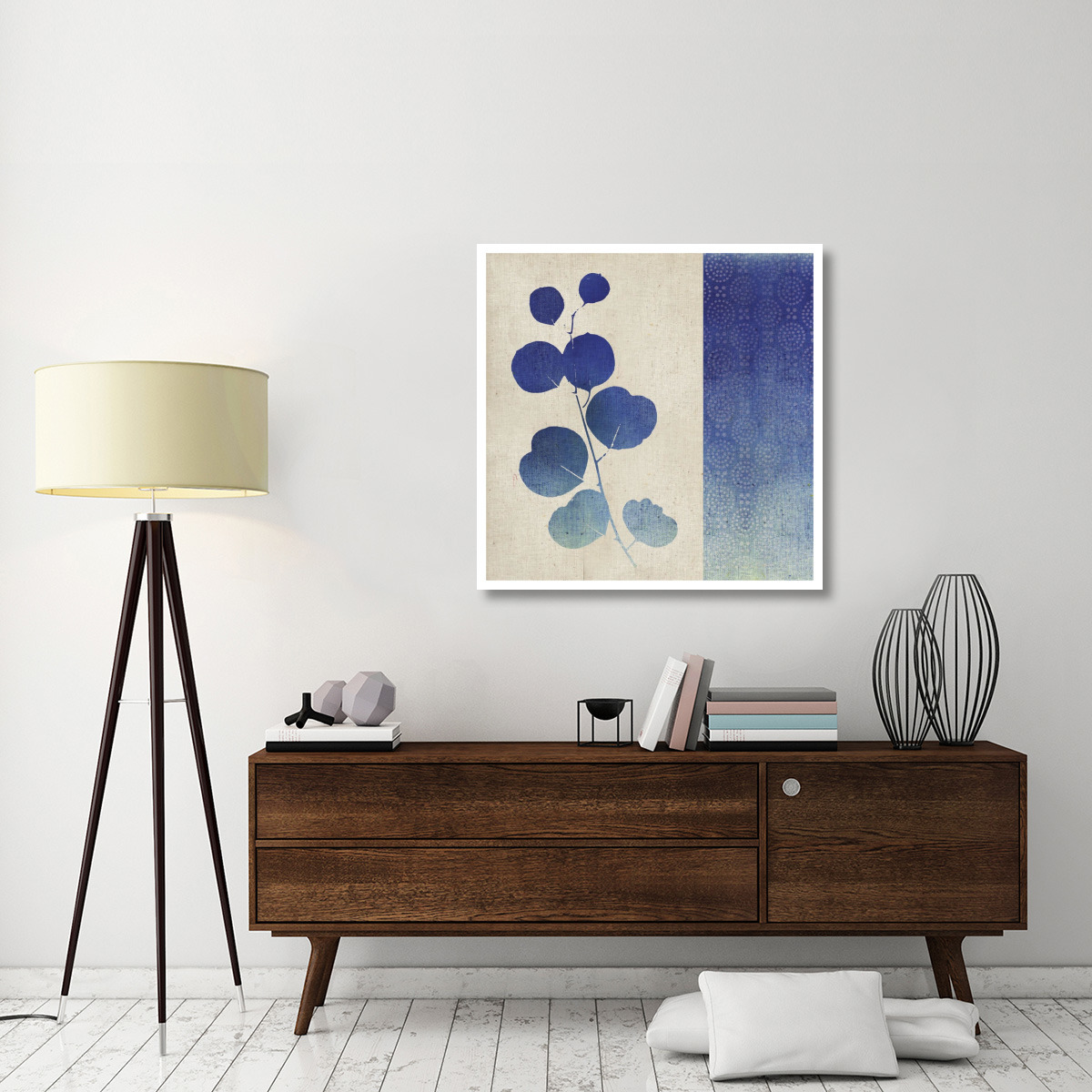 Indigo Leaves II -Paper Art-38&quotx38"