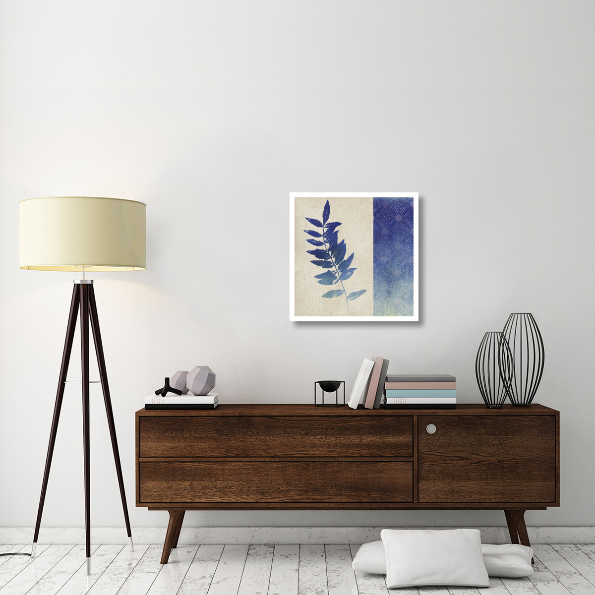 Indigo Leaves IV -Paper Art-26&quotx26"