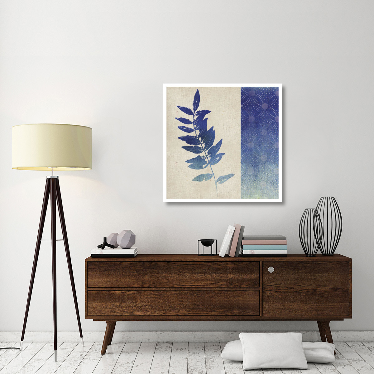 Indigo Leaves IV -Paper Art-38&quotx38"