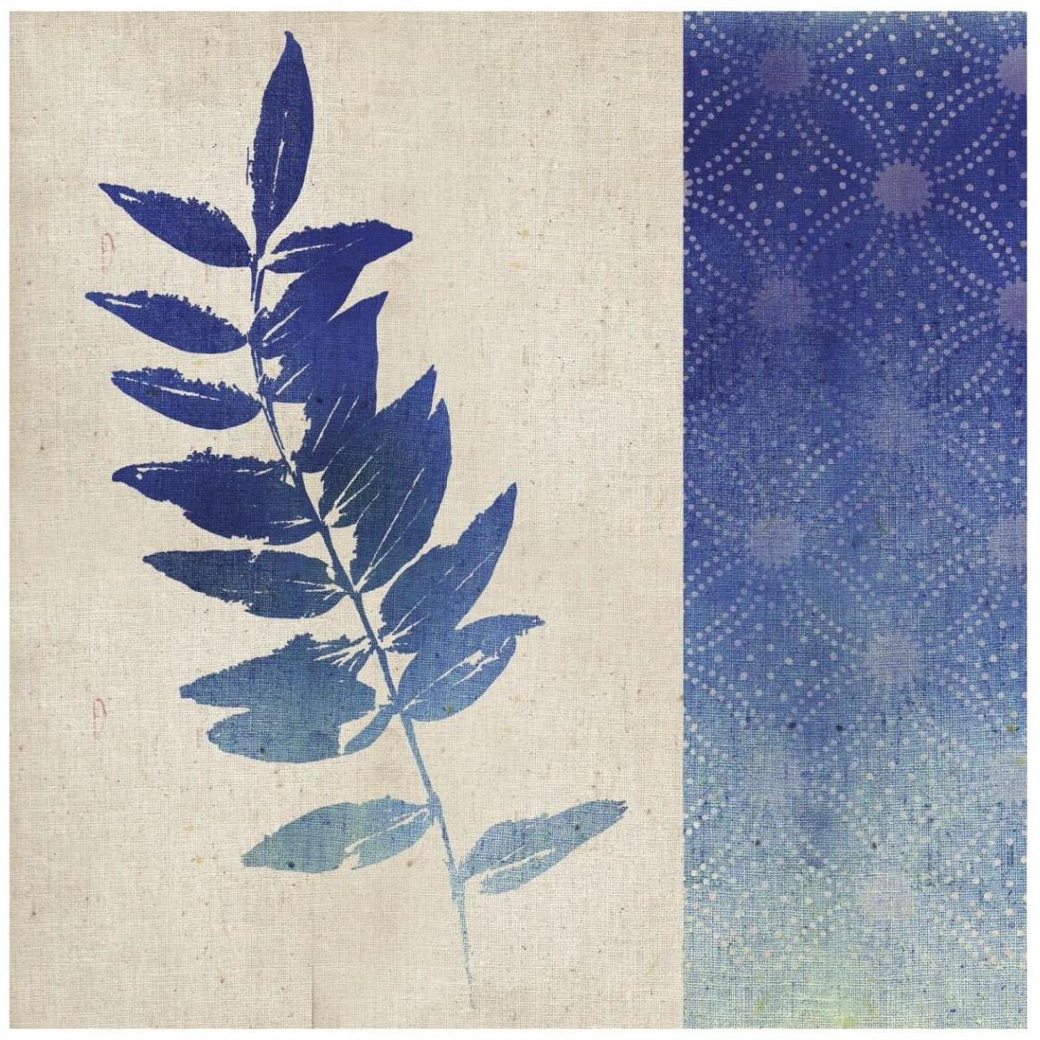 Indigo Leaves IV -Paper Art-42&quotx42"