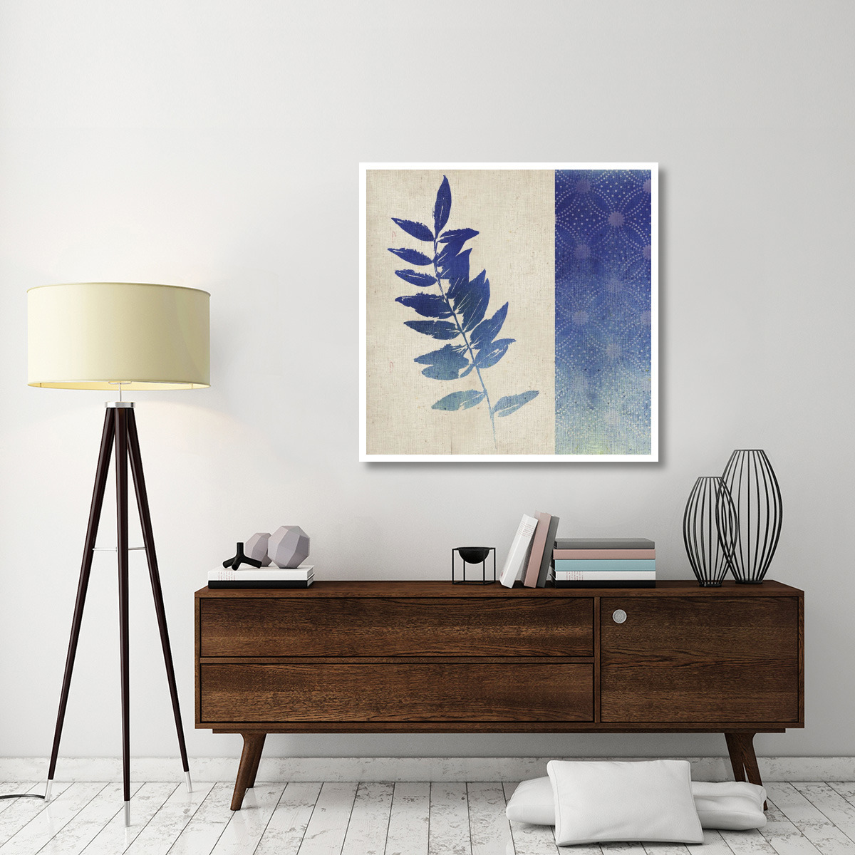 Indigo Leaves IV -Paper Art-42&quotx42"