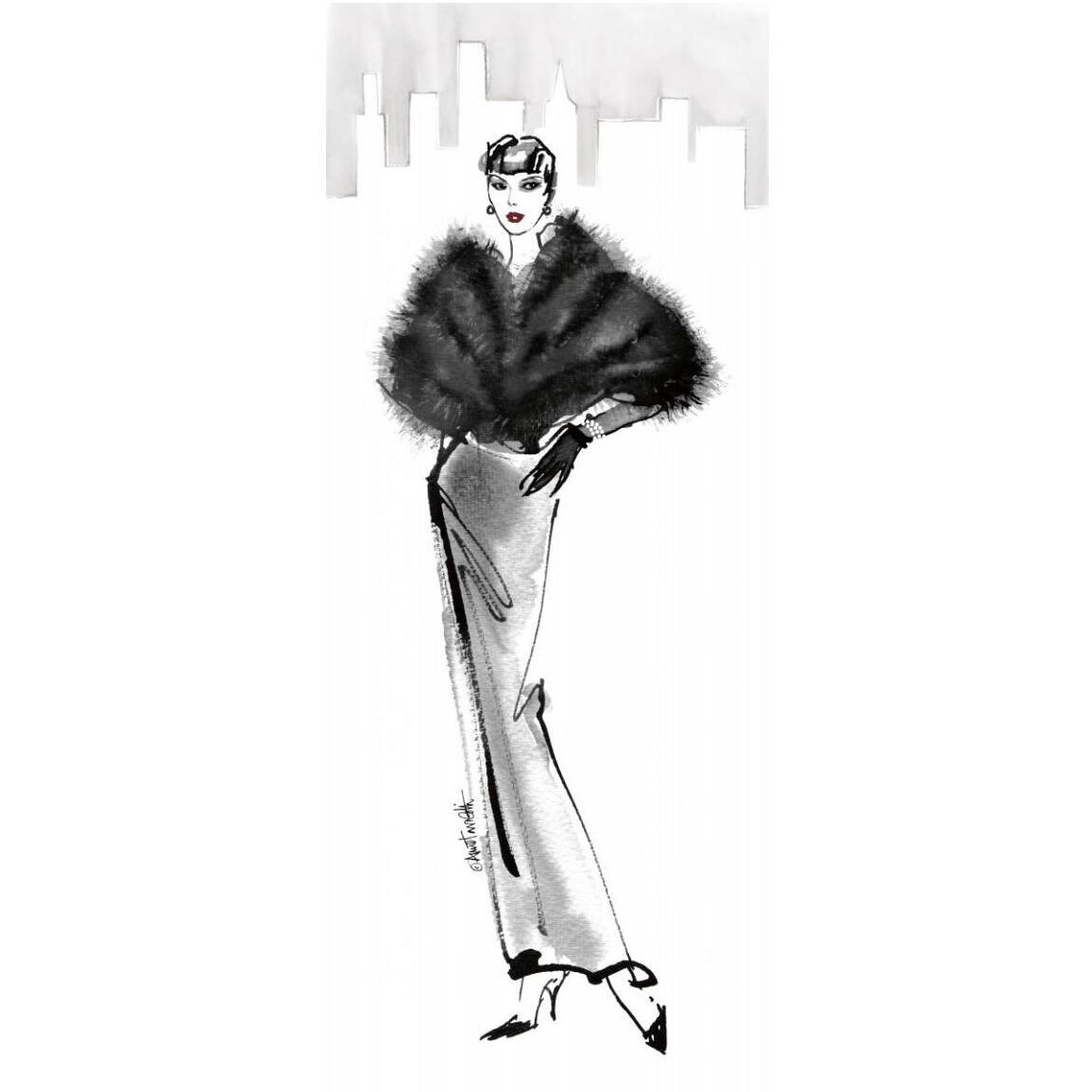 Fifties Fashion I with Red -Paper Art-22&quotx52"