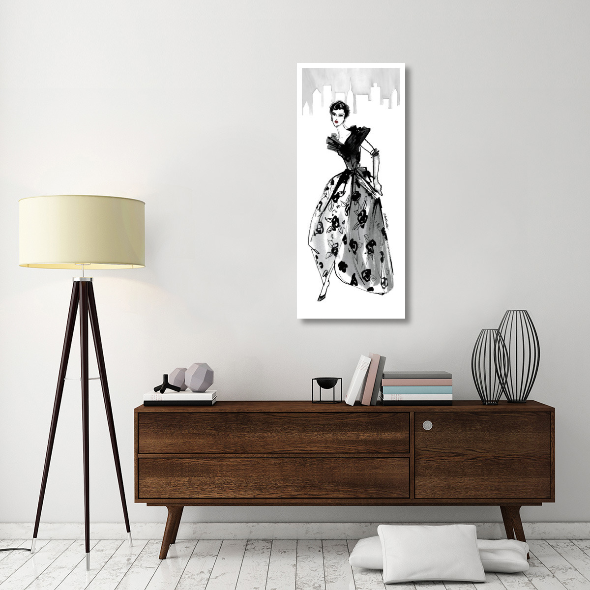Fifties Fashion II with Red -Paper Art-22&quotx52"