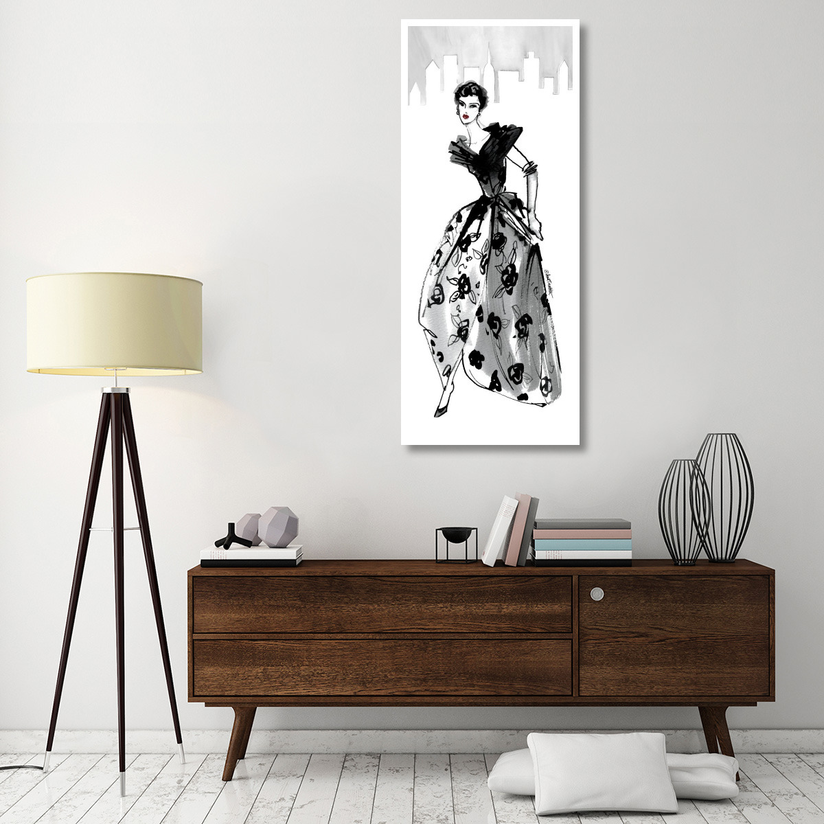 Fifties Fashion II with Red -Paper Art-26&quotx62"