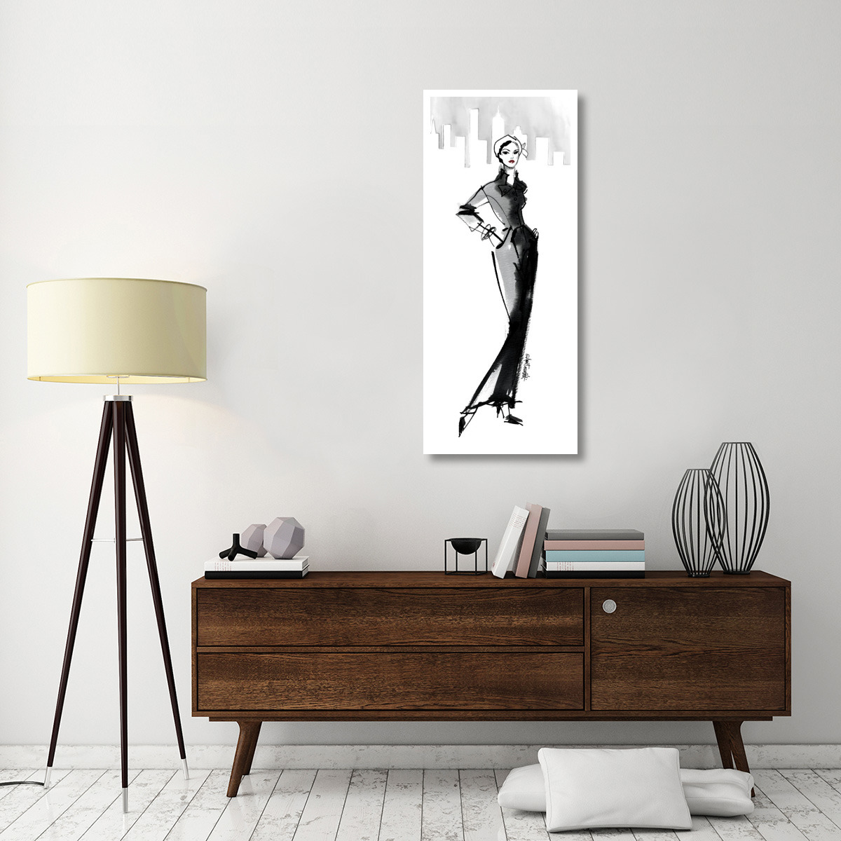 Fifties Fashion III with Red -Paper Art-22&quotx52"