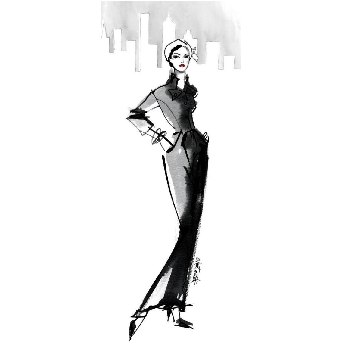 Fifties Fashion III with Red -Paper Art-26&quotx62"