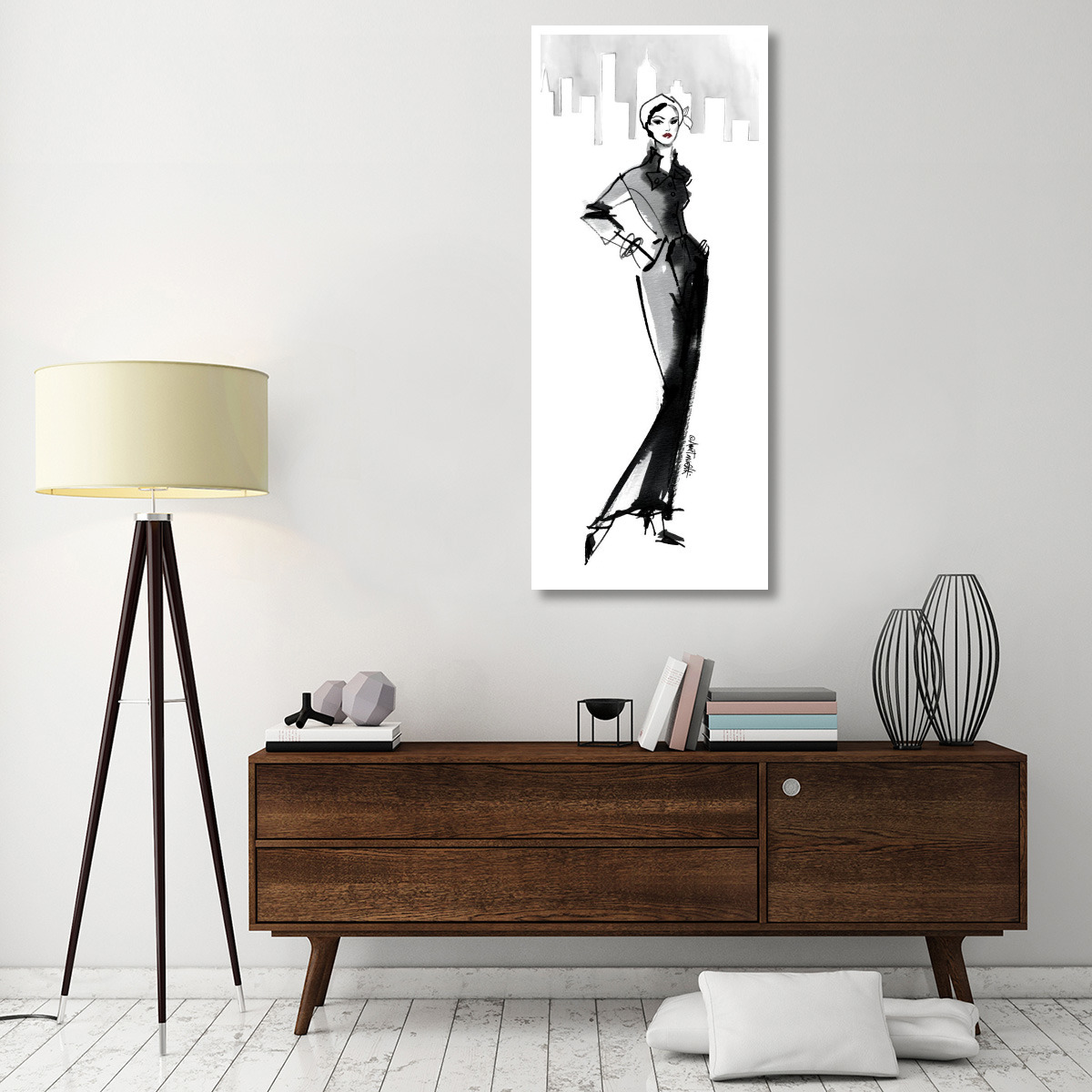 Fifties Fashion III with Red -Paper Art-26&quotx62"