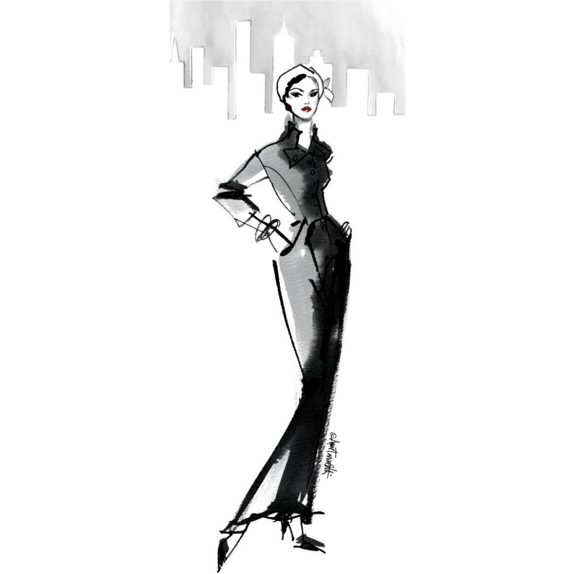 Fifties Fashion III with Red -Paper Art-32&quotx77"