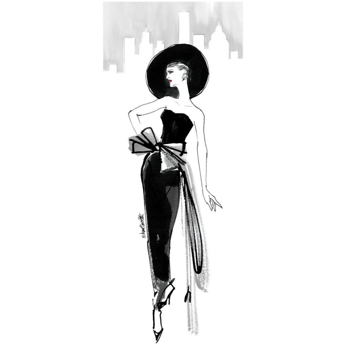 Fifties Fashion IV with Red -Paper Art-14&quotx32"