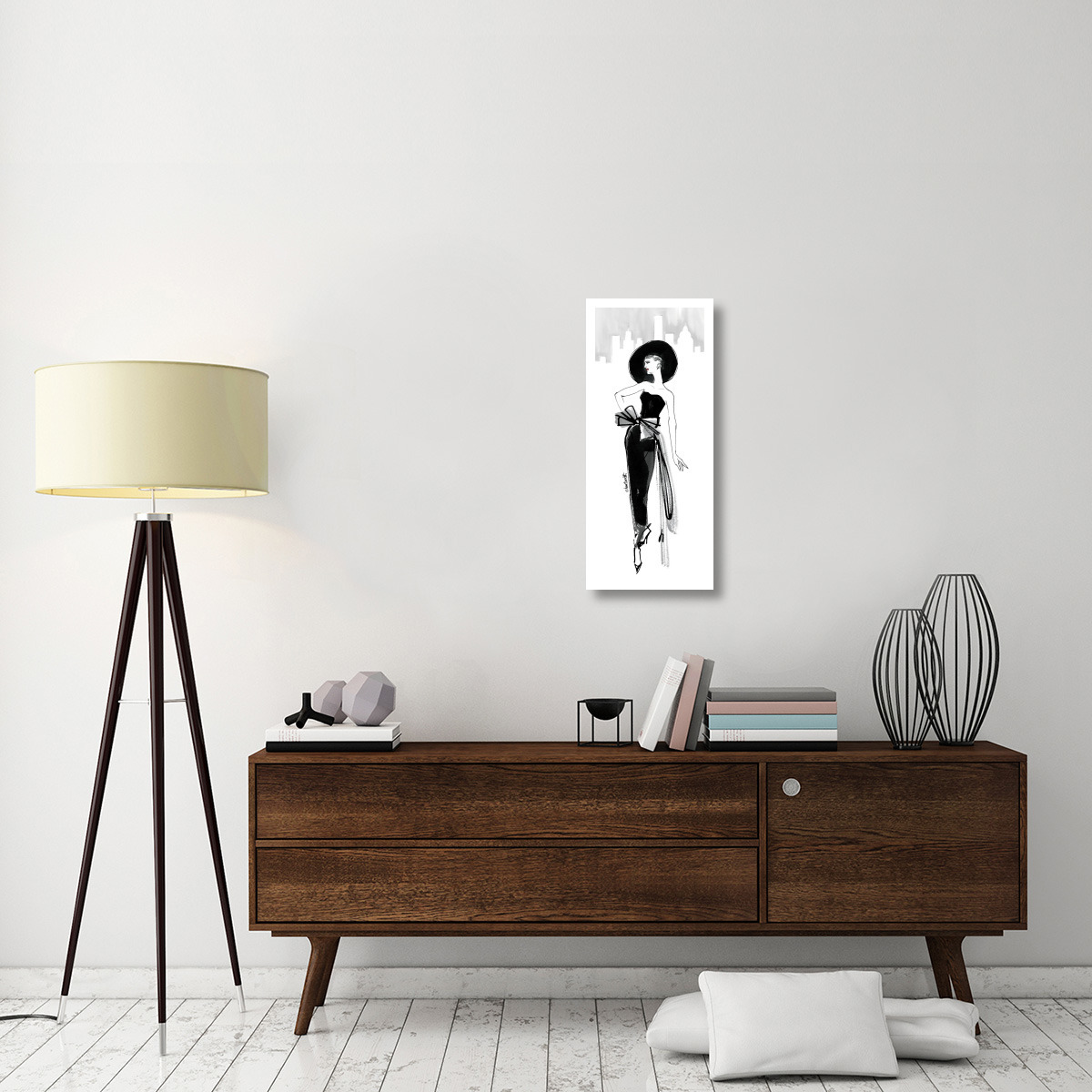 Fifties Fashion IV with Red -Paper Art-14&quotx32"