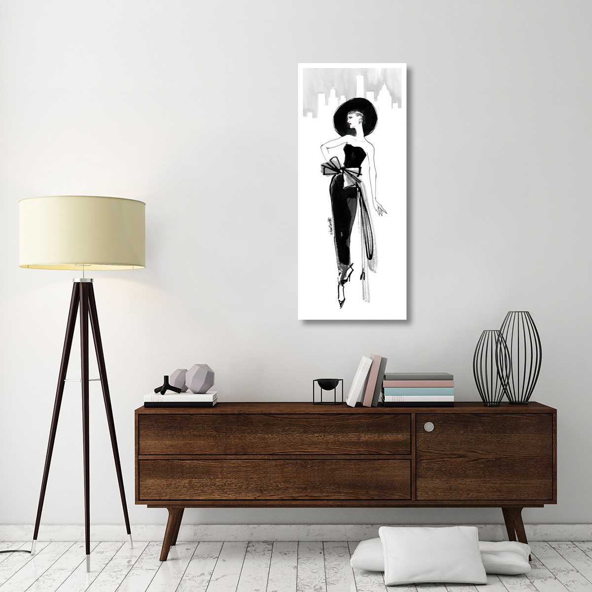 Fifties Fashion IV with Red -Paper Art-22&quotx52"