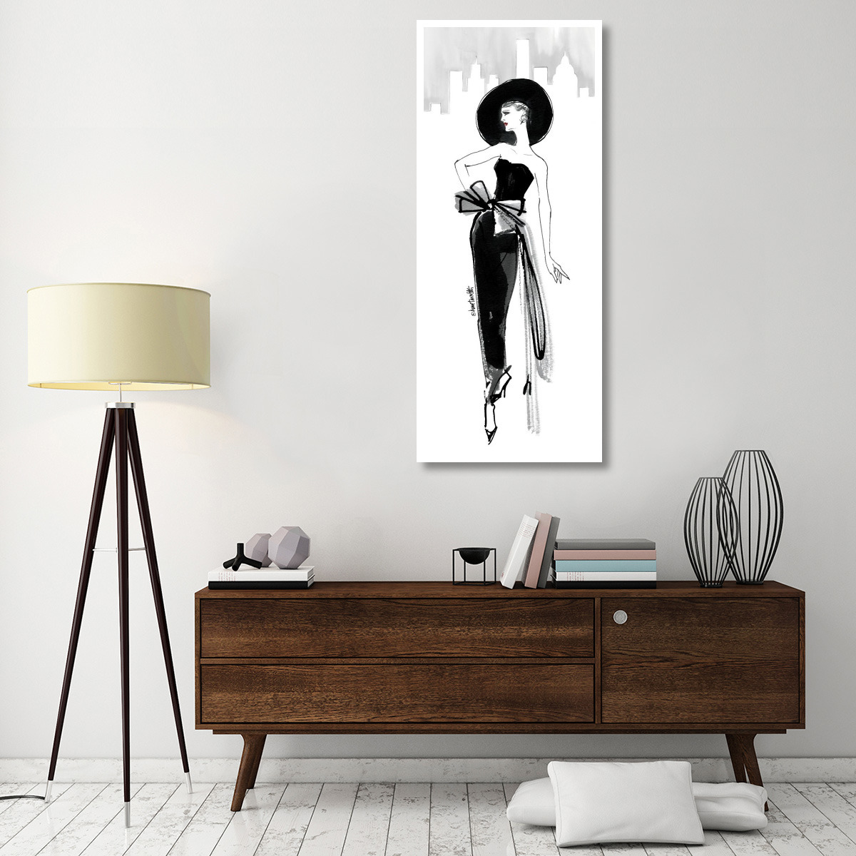 Fifties Fashion IV with Red -Paper Art-26&quotx62"
