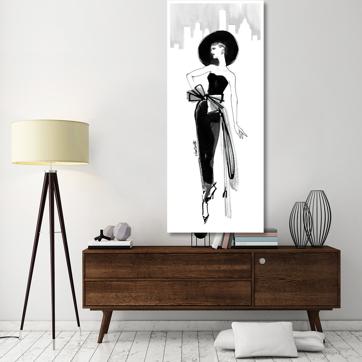 Fifties Fashion IV with Red -Paper Art-32&quotx77"