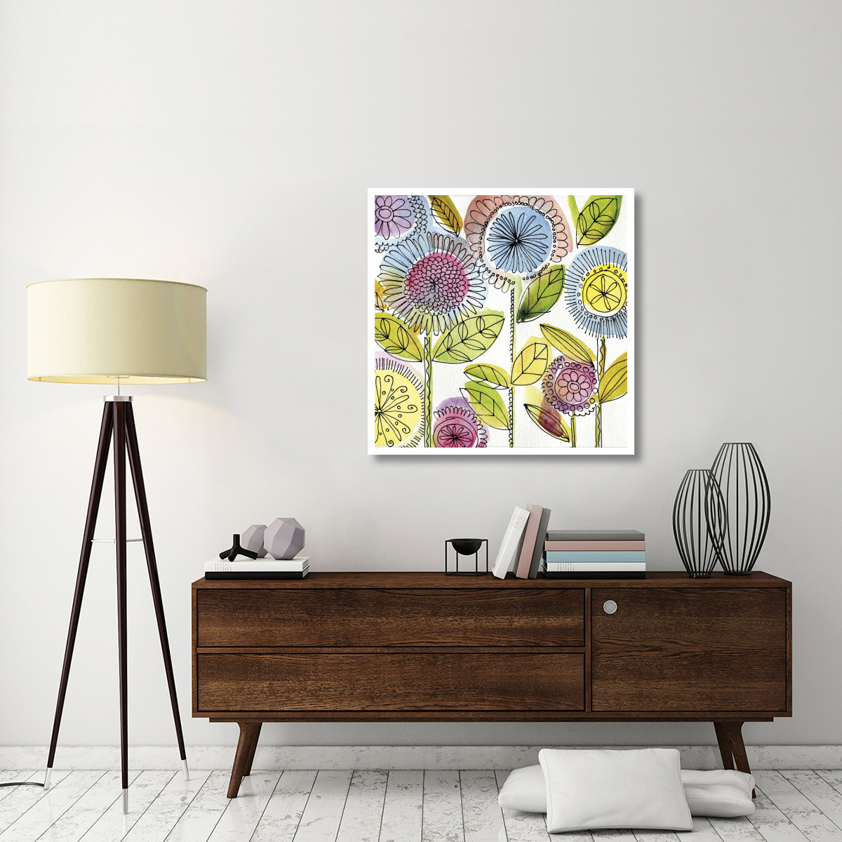 Watercolor Flowers -Paper Art-38&quotx38"