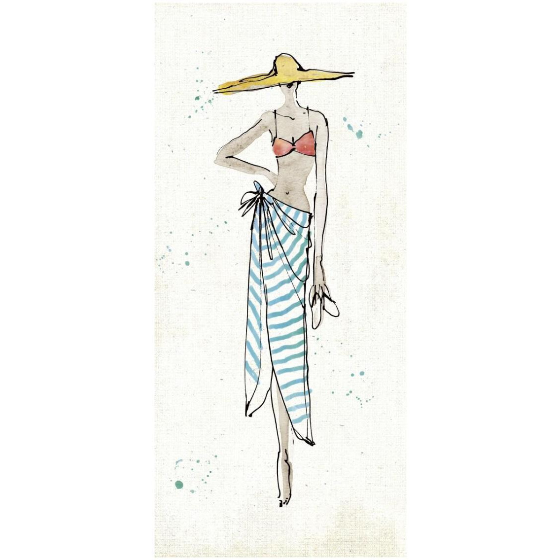 Beach Divas III Color -Paper Art-15.5&quotx32"